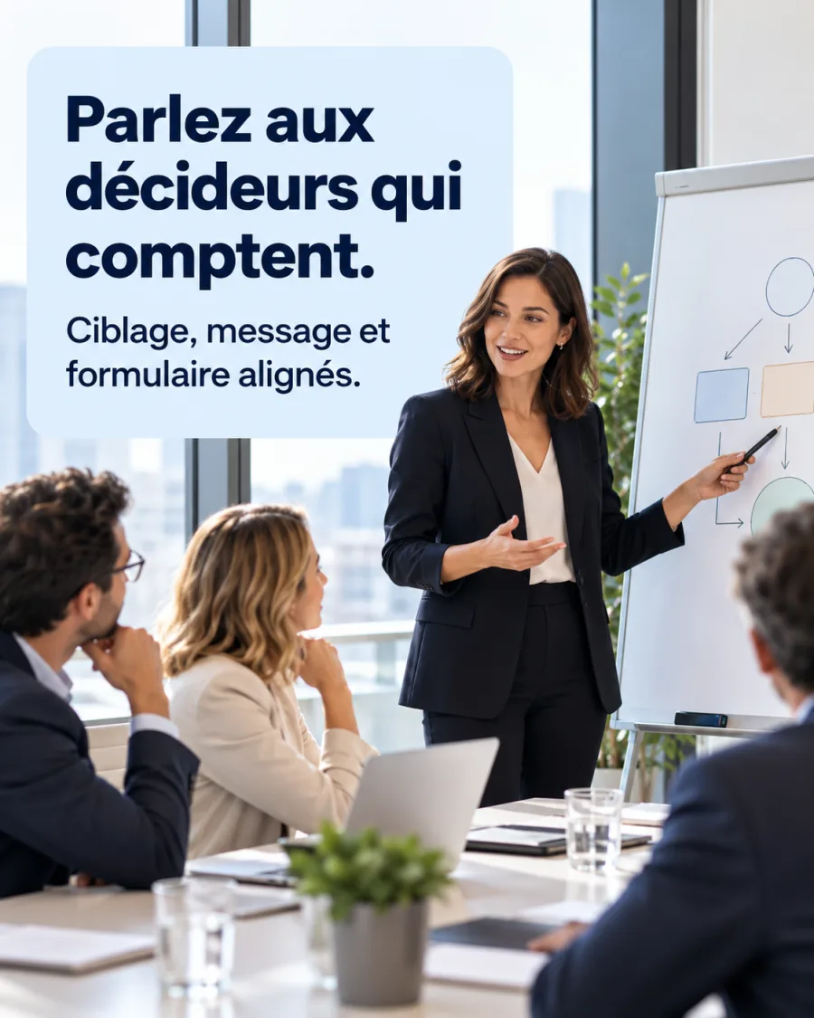 Ciblage des décideurs — exemple de création Meta Ads pour ce secteur