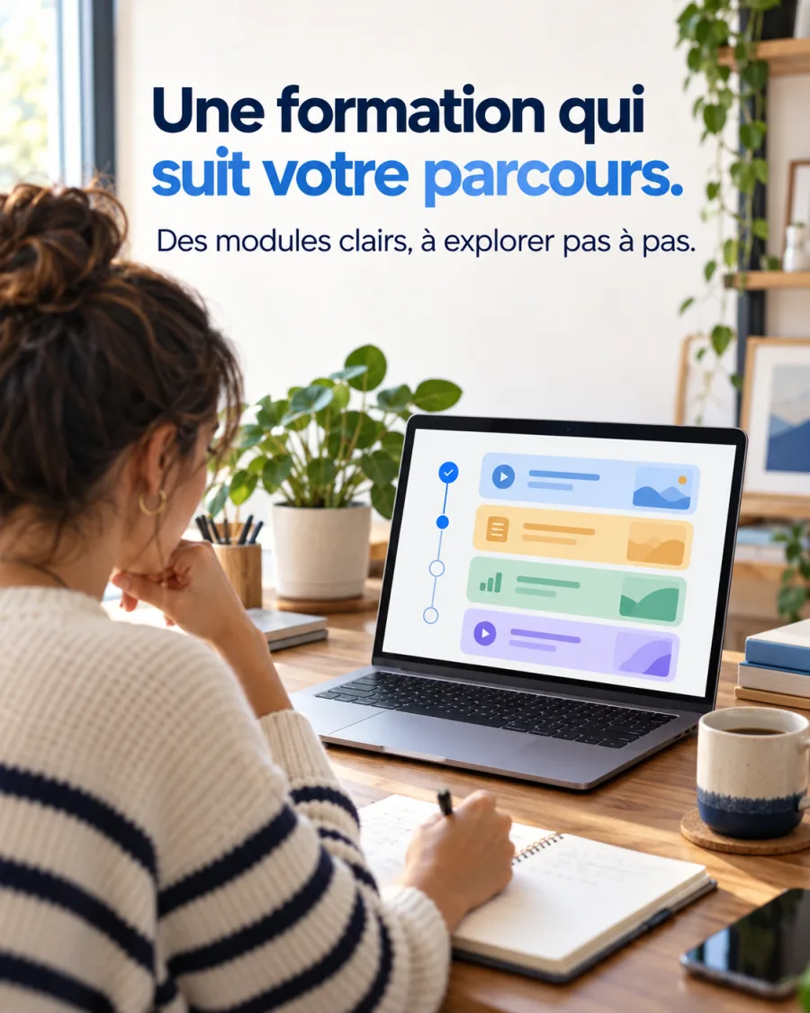 Parcours de formation structuré — exemple de création Meta Ads pour ce secteur